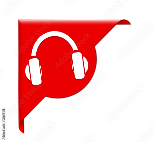 écoute casque audio sur bannière rouge