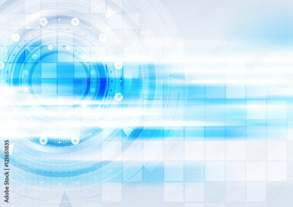 Obraz premium Niebieskie tło hi-tech ze świecącymi paskami