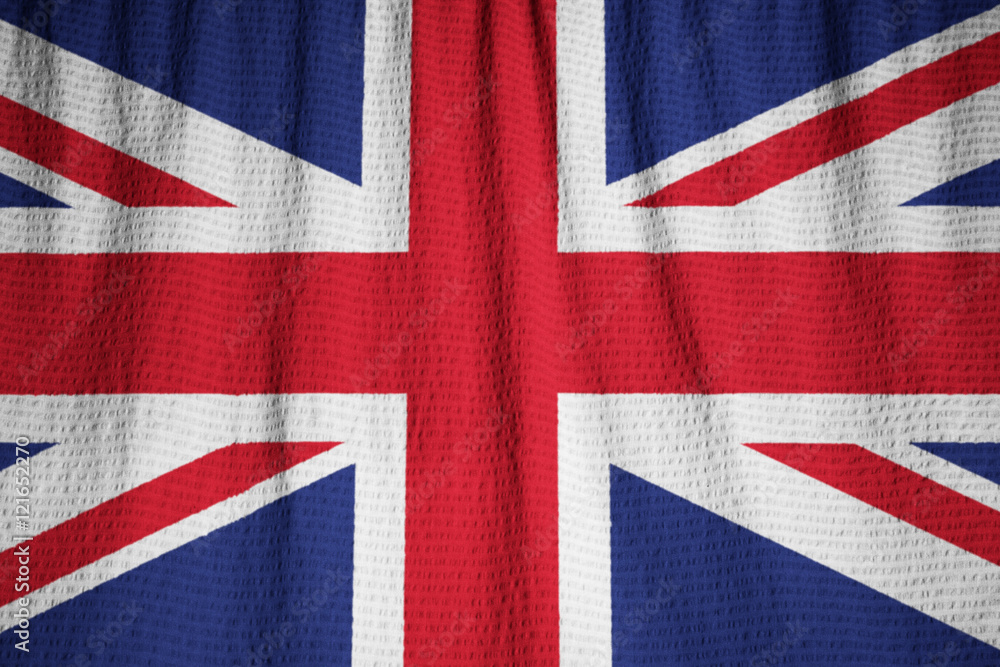 Fototapeta premium Closeup of Ruffled United Kingdom Flag, United Kingdom Flag Blow