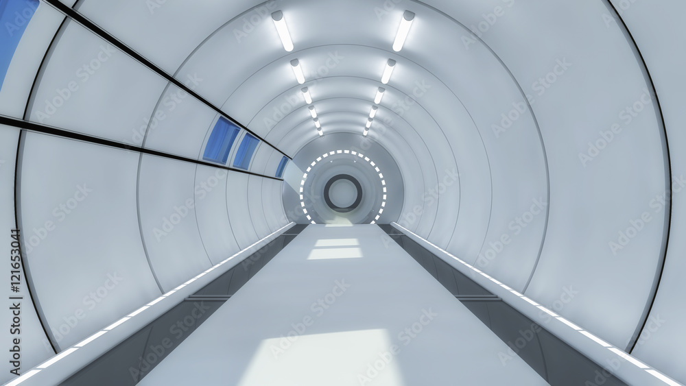 Fototapeta premium Futuristic hall alien spaceship
