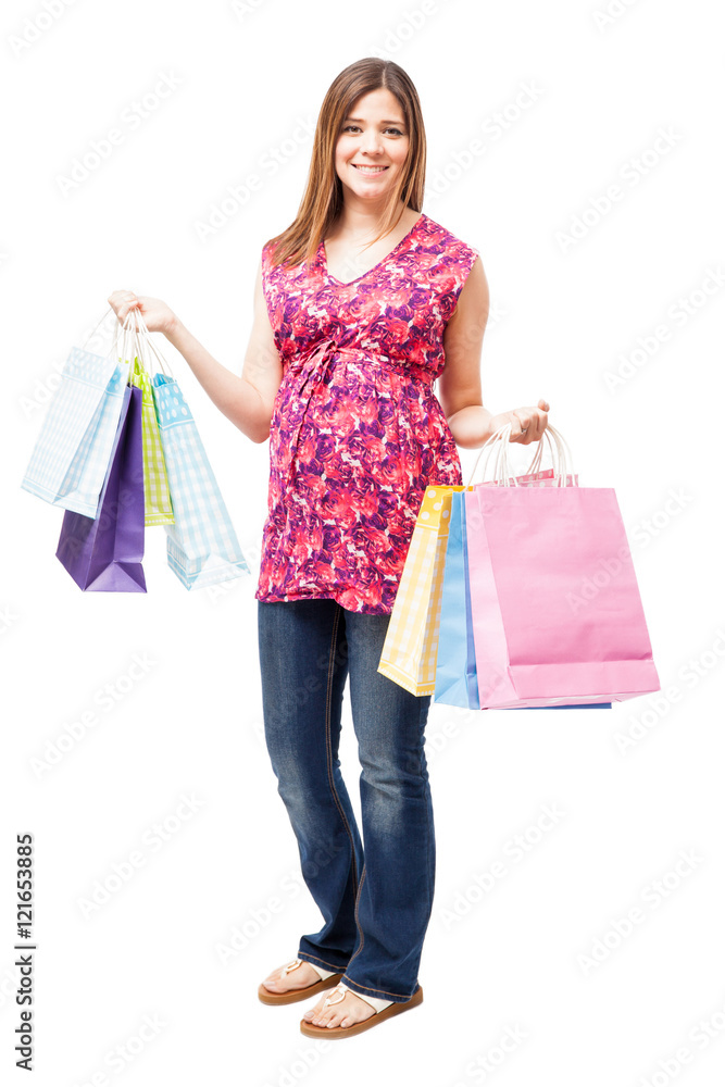 Pregnant woman doing some shopping