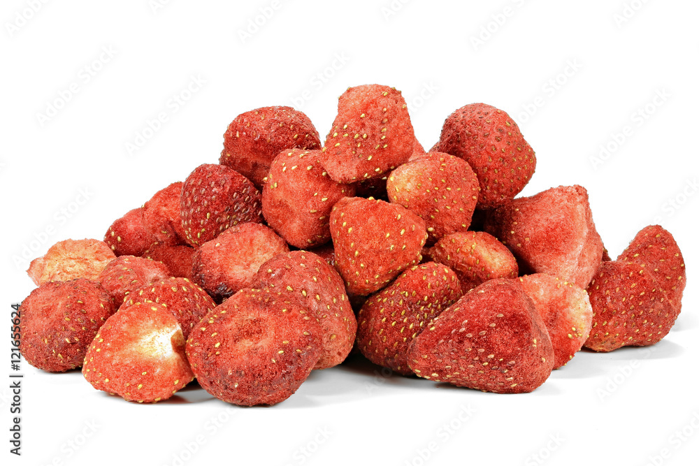 freeze-dried strawberries isolated on white background freeze-dried strawberries isolated on white background