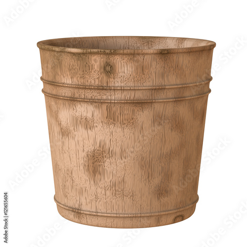 wooden bucket isolated on white
