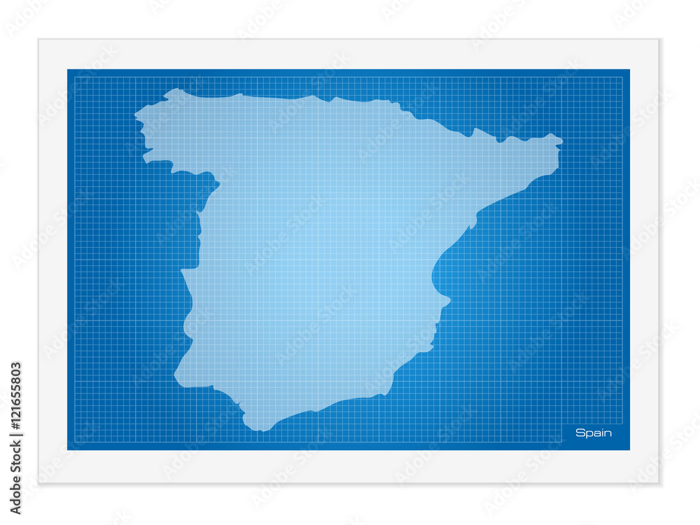 Obraz premium Spain on blueprint