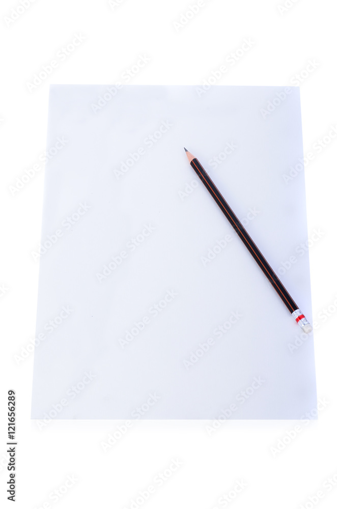 close up of a piece of note paper with pencil on white backgroun close up of a piece of note paper with pencil on white backgroun