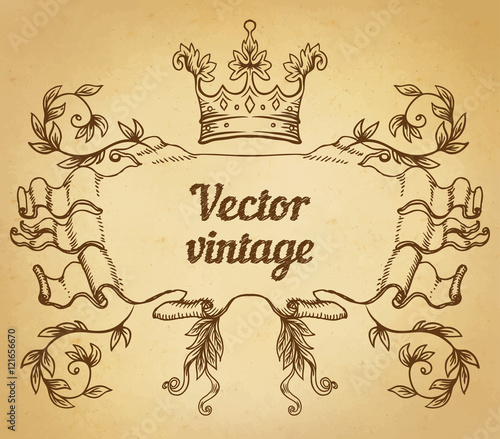 Vintage ornate ribbon frame with a bird