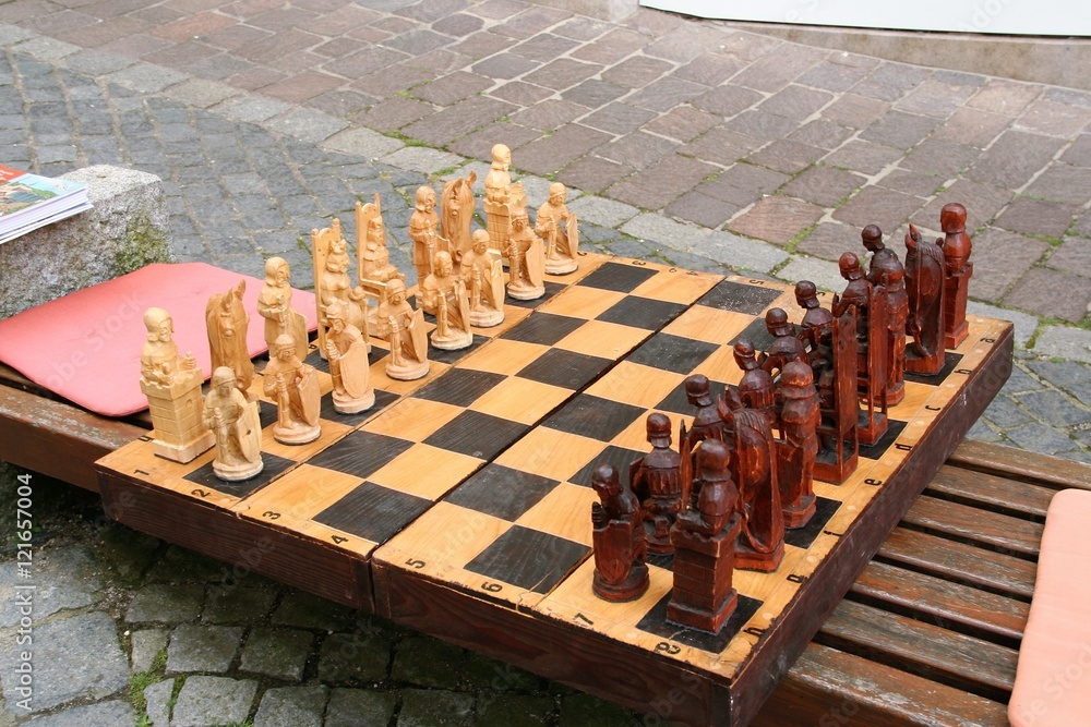Chessboard on a street 