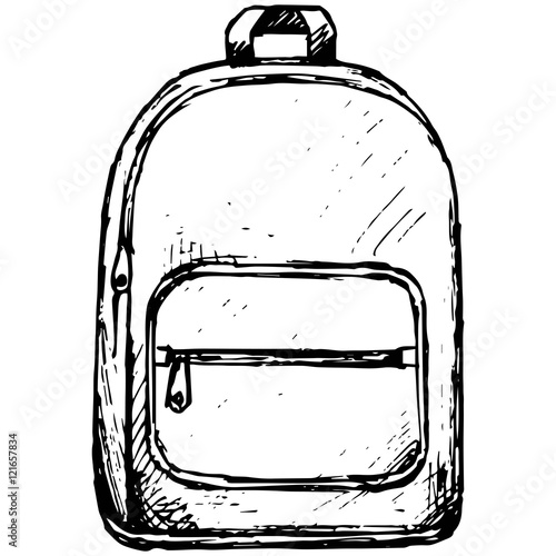 School backpack. Vector illustration, doodle style