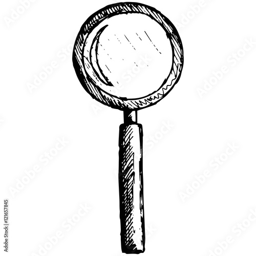 Magnifying glass. Vector illustration, doodle style