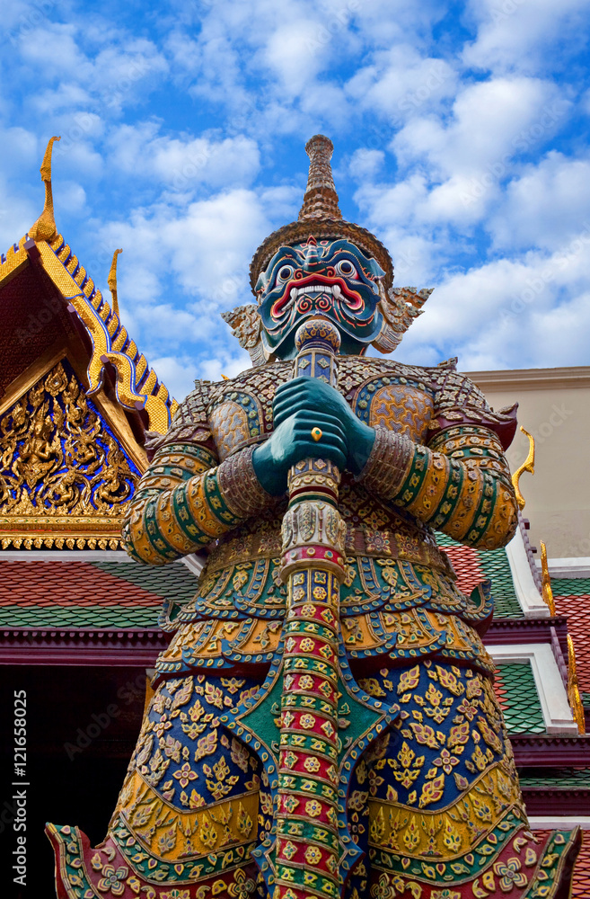 Giant Demon (Yaksha) in Wat Phra Kaew in Bangkok, Thailand.