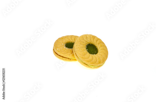 Obraz na płótnie Sandwich cookies with apple flavoured cream and kiwi apple flavo w salonie