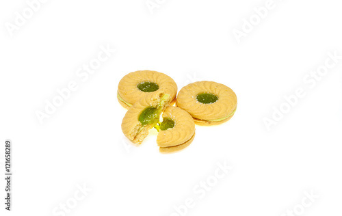 Obraz na płótnie Sandwich cookies with apple flavoured cream and kiwi apple flavo w salonie