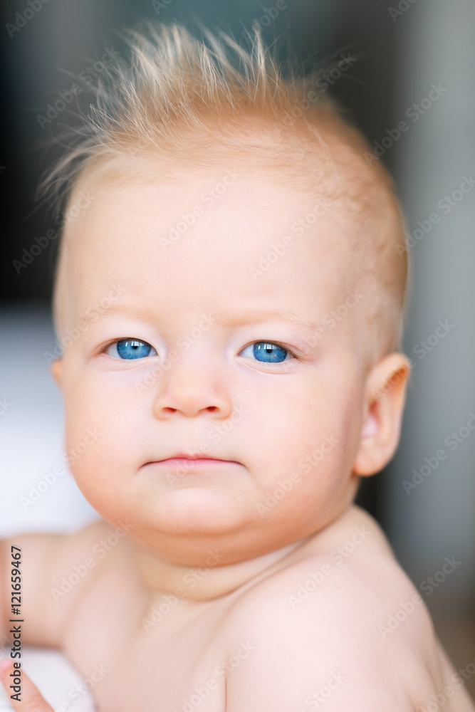 Baby boy with blue eyes