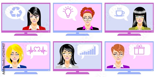 Professional Women with eyeglasses in TV