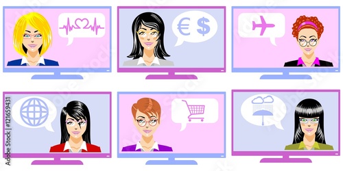 Professional Women with eyeglasses in TV
