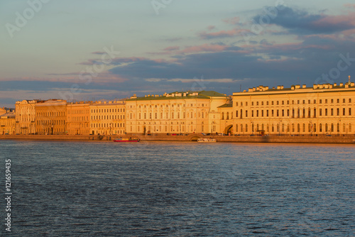 Palace embankment in the setting sun of the april evening. Saint Petersburg © sikaraha