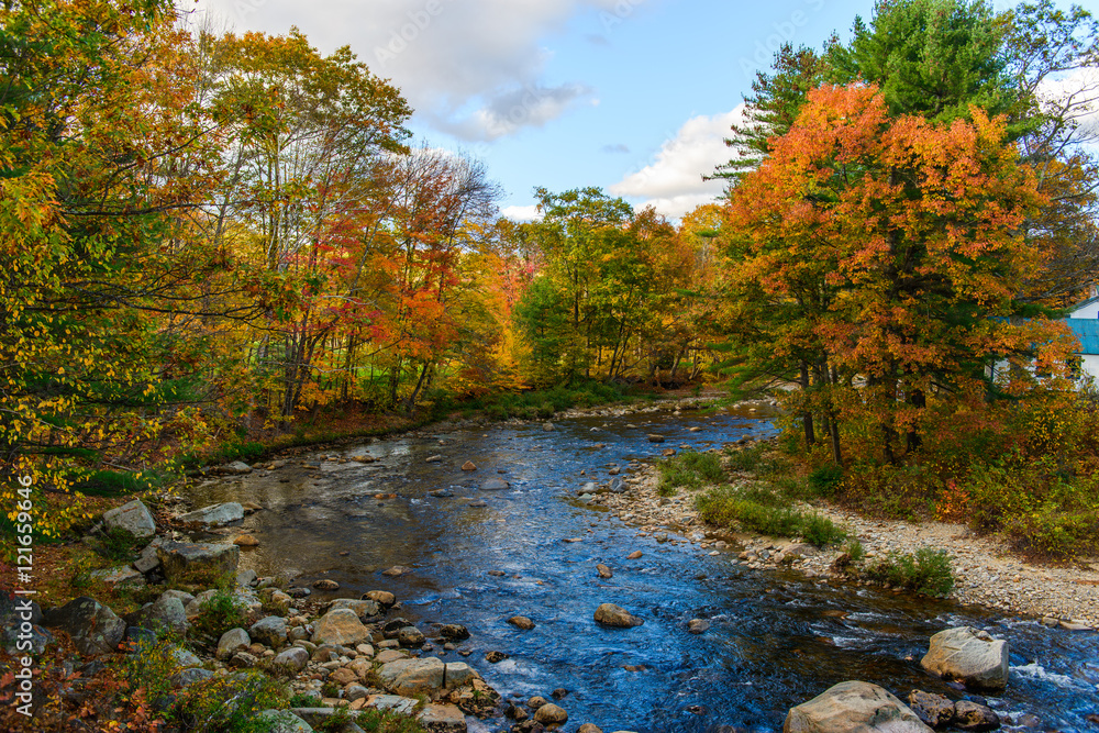 New Hampshire Stream with Fall Foliage