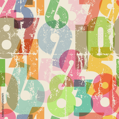 seamless numbers background,multicolored  pattern, vector