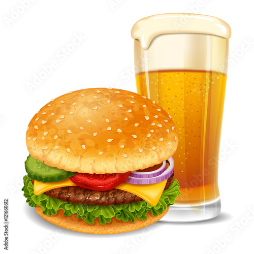 Hamburger and beer
