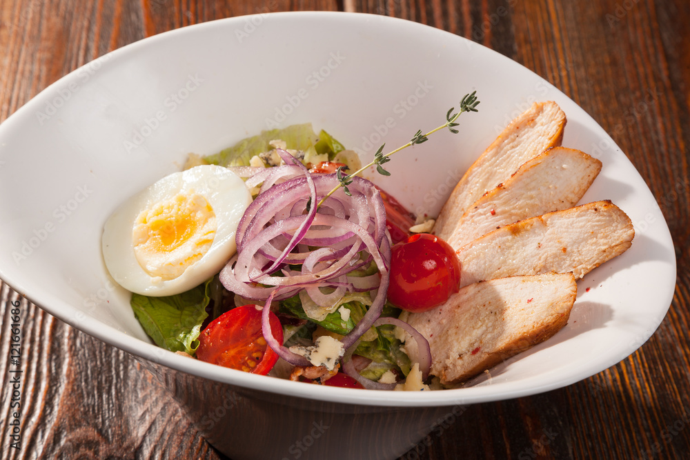 chicken breast salad with cherry tomatoes and egg chicken breast salad with cherry tomatoes and egg