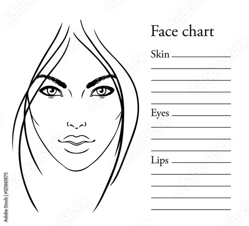 Face chart Makeup Artist Blank. Template