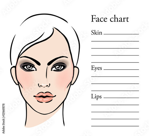 Face chart Makeup Artist Blank. Template