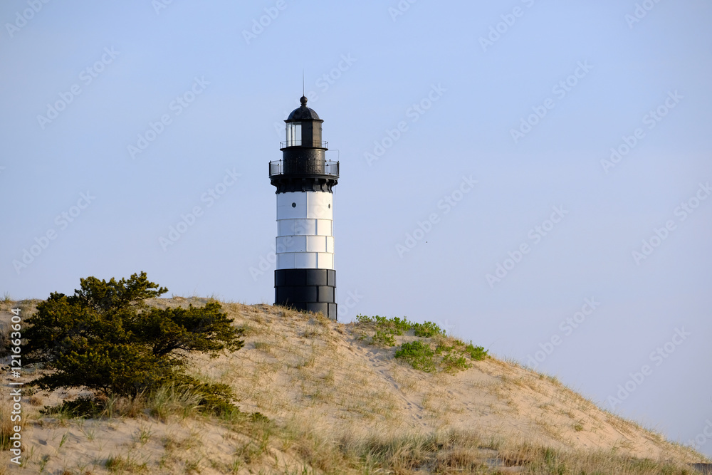 Big Sable Point Lighthouse in dunes, built in 1867