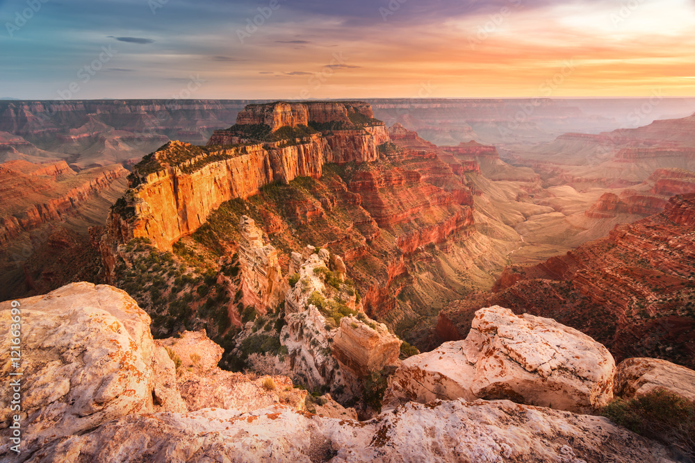 Sunset landscape at Grand Canyon National Park - North Rim, Arizona, USA