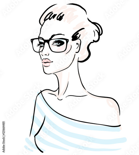 Hipster sketch set: Pretty girl