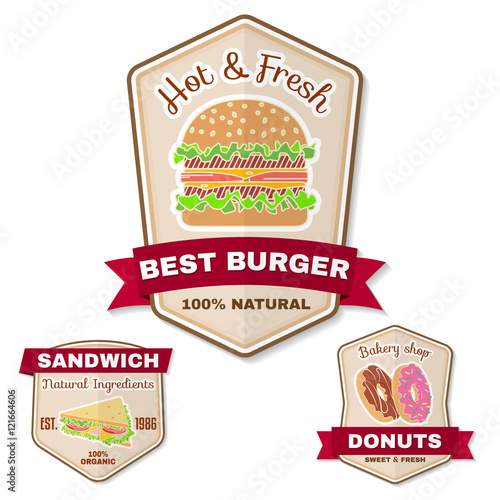 Vintage fast food badge  banner or logo emblem.