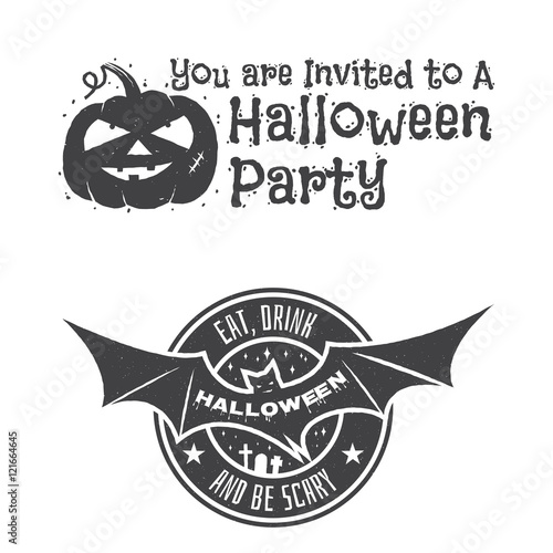 Halloween vintage badges, emblems or labels.