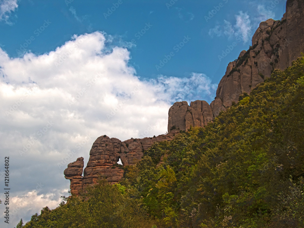 Montserrat mountain over cloudy sky