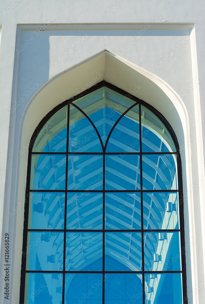 Fototapeta premium white mosque with green dome