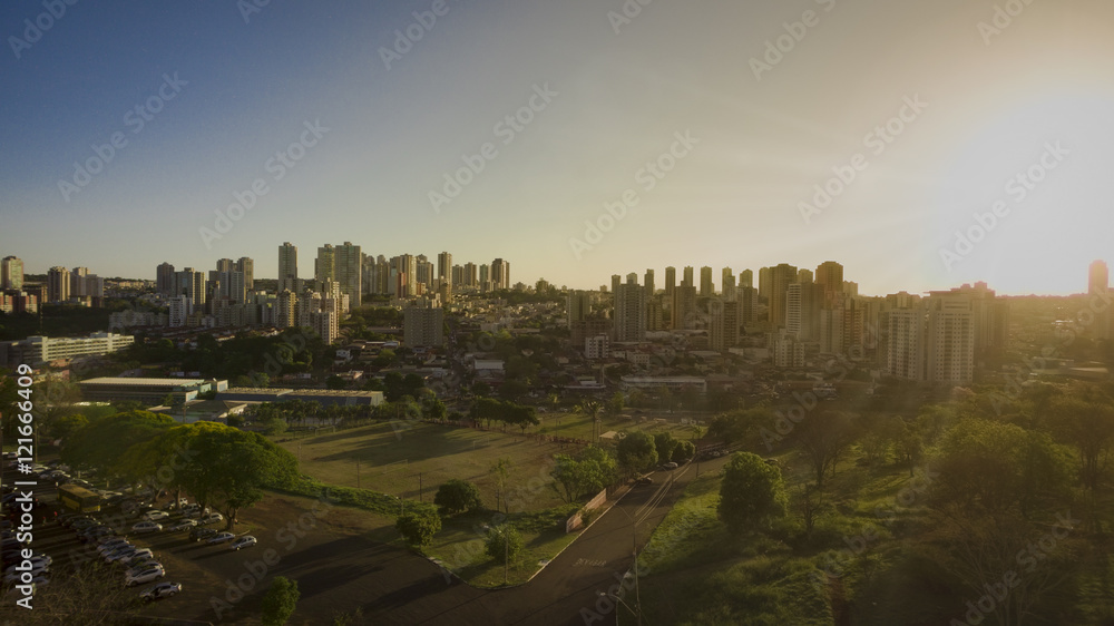 City - Avenue and building in Ribeirao Preto city - Sao Paulo - Brazil.
