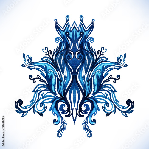 Frosty window. Christmas swirls element.