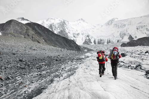 Alpinists on Belukha Mountain, Altai Republic, Russian Federation