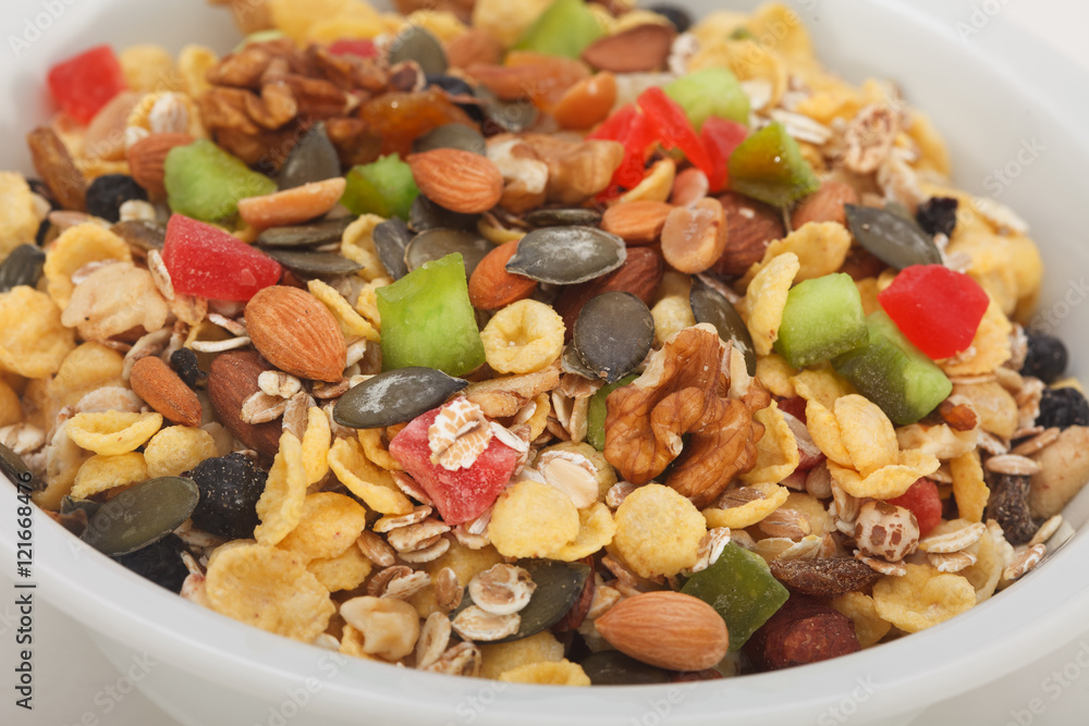 Muesli Dry Fruits Nuts Oats Raisin Cereals Flakes. Healthy breakfast. Muesli Dry Fruits Nuts Oats Raisin Cereals Flakes. Healthy breakfast.