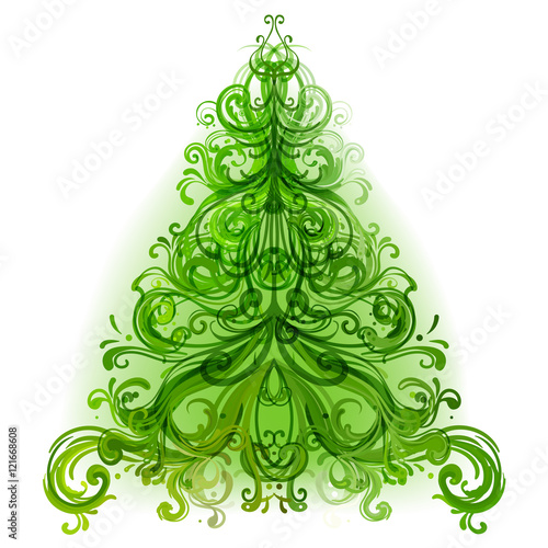 Watercolor Christmas tree isolated