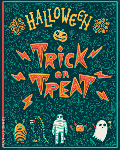 Happy Halloween Poster. Vector illustration.