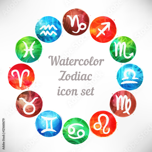 Watercolor zodiac icon set