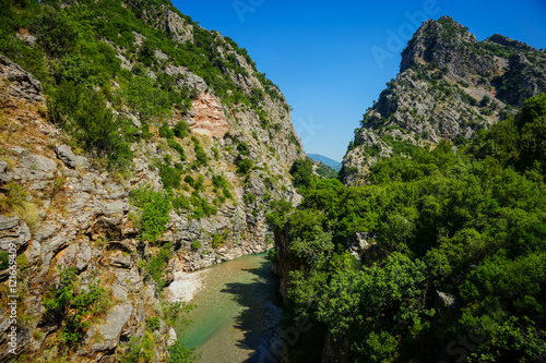 Scenic mountain  landscape with Krikiliotis river, Evritania photo