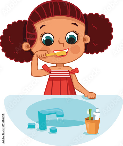 Girl brushing teeth