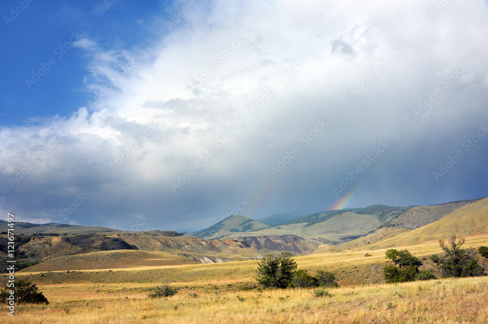 Fototapeta premium Double Rainbow in Yellowstone