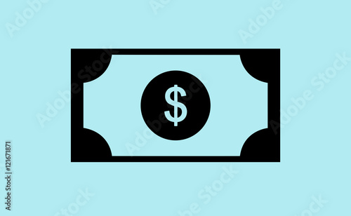 Vector cash money sign on flat background