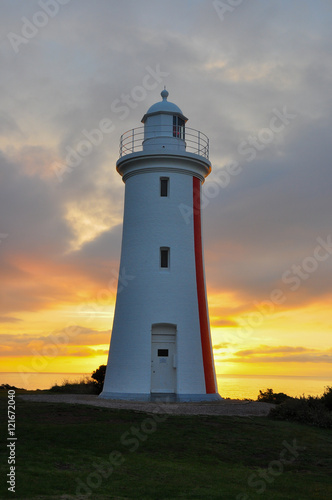 Sunset at Mersey Bluff Lighthouse  Devonport  Northern Tasmania  Australia