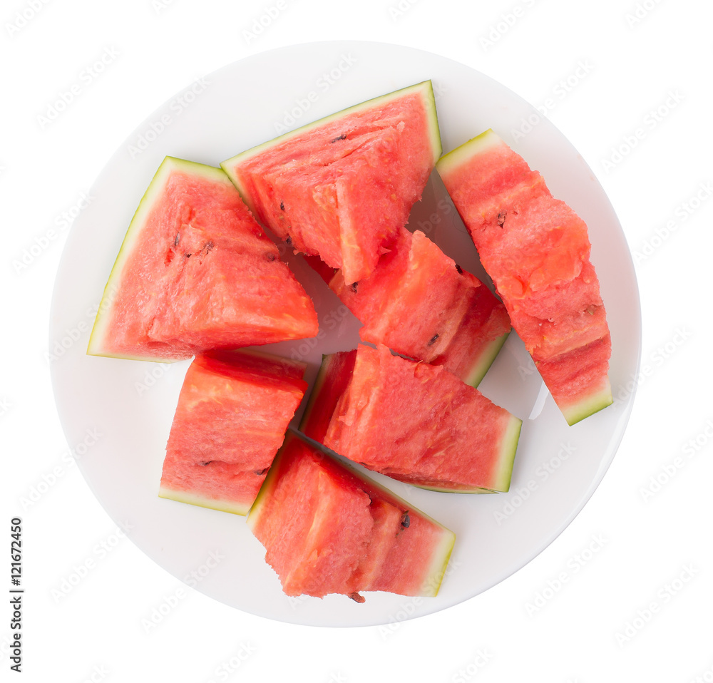 Water melon segments in a plate