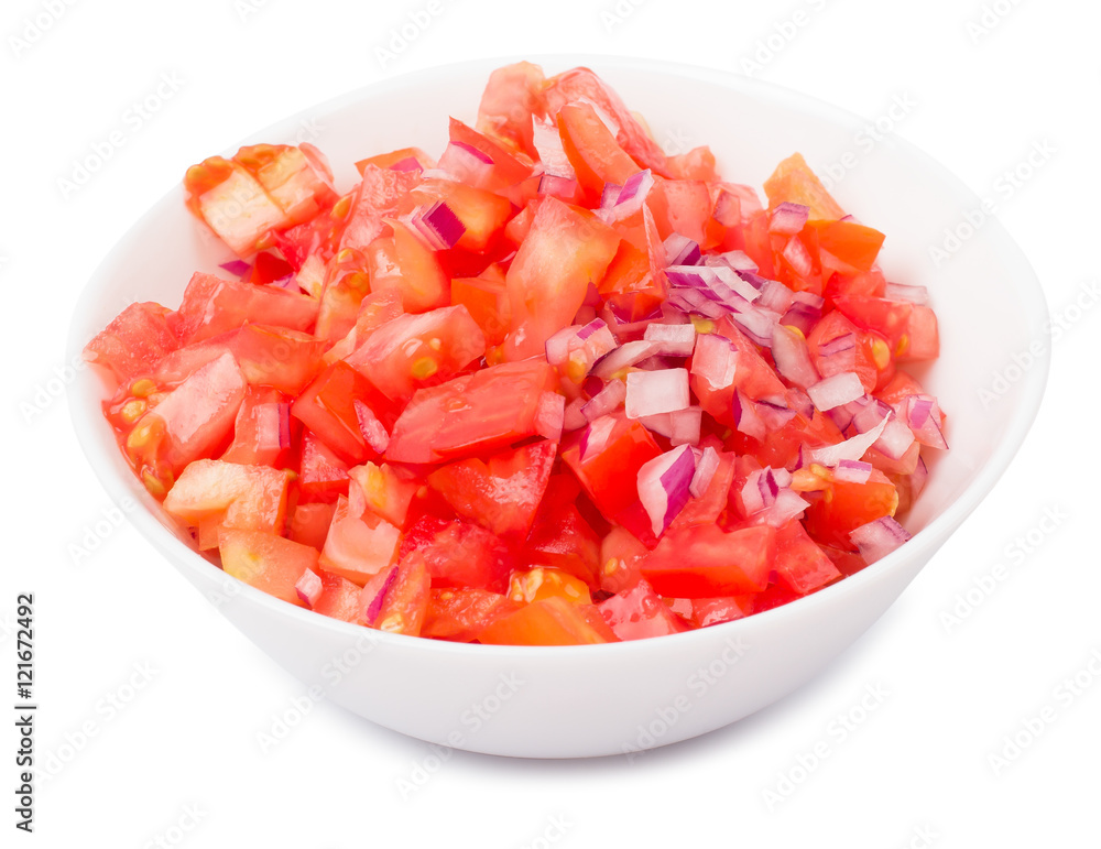 Tomato with onions isolated Tomato with onions isolated