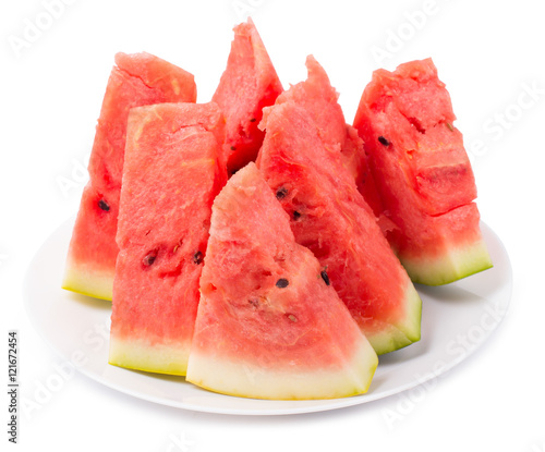 Water melon segments in a plate