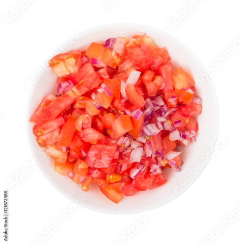Tomato with onions isolated