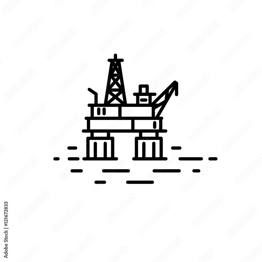 Flat linear oil or gas offshore platform illustration Flat linear oil or gas offshore platform illustration
